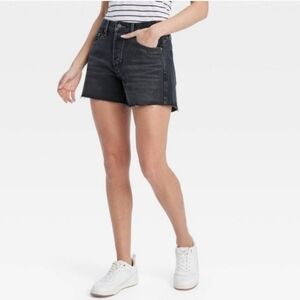 Women's Mid-Rise 90's Baggy Jean Shorts - Universal Thread Black Wash 14